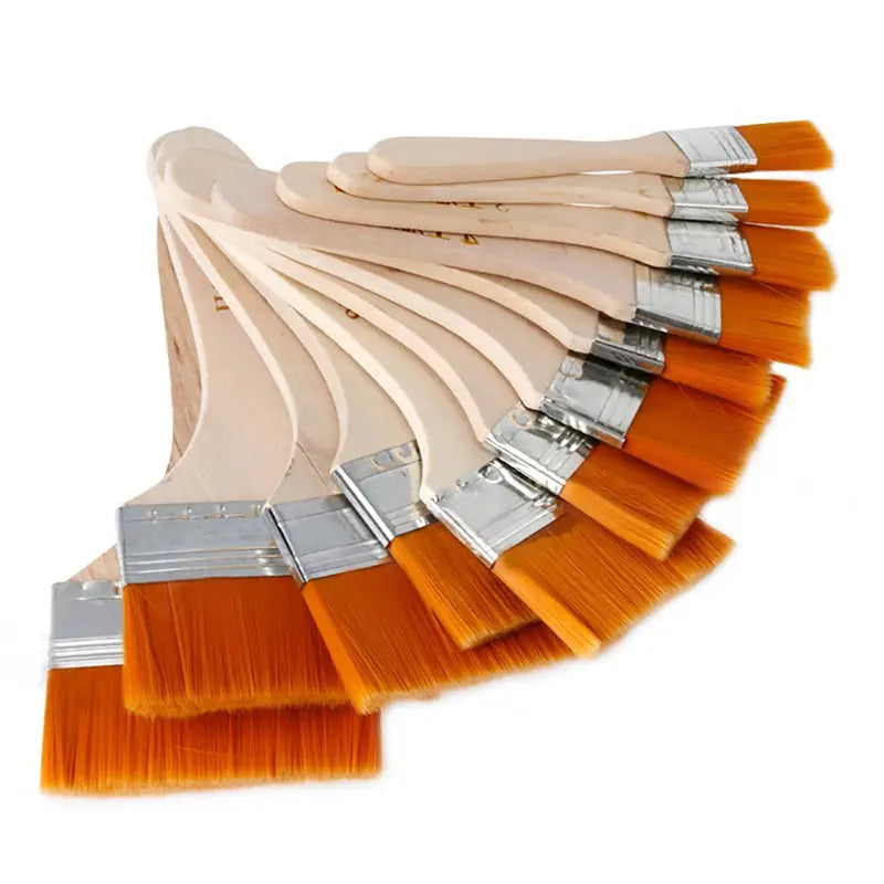 12pcs/Set High Quality Nylon Oil Painting Brush For Painting Art Easy To Clean Wooden Cleaning Brush