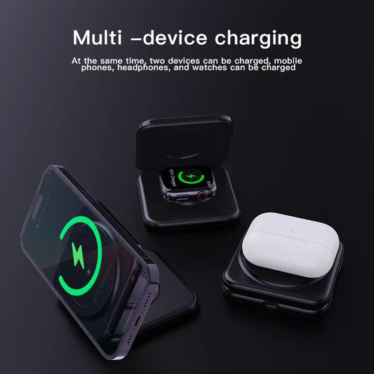 CLEARANCE- 3-In-1 Foldable Magnetic Wireless iPhone iWatch Airpod Magsafe Charger Stand