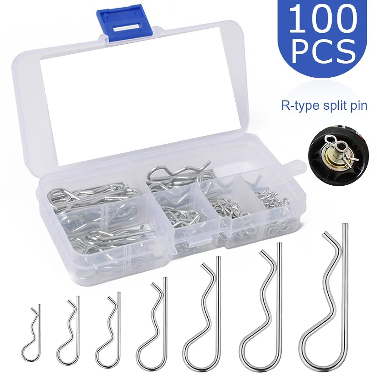 100PCs Car Trailer Hinch Lock pin pins assortment R clip