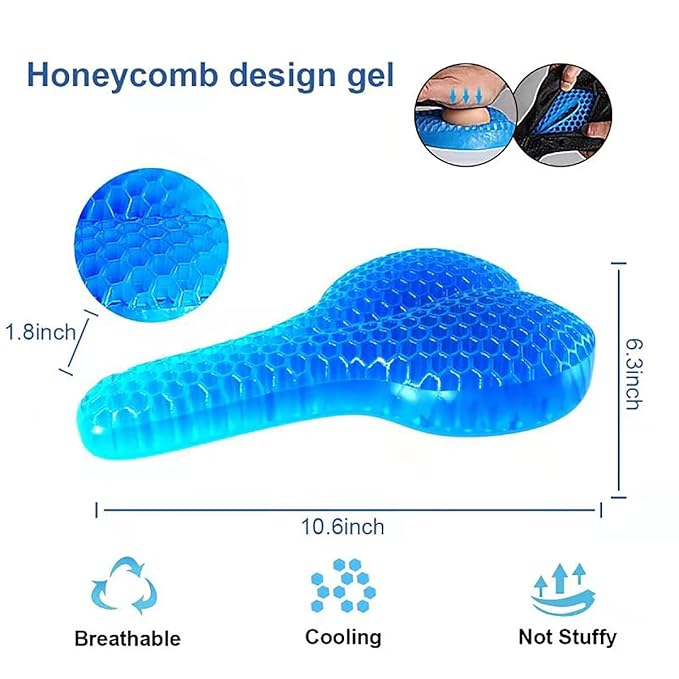 Sports Bike Seat Cover, Honeycomb Egg Design Gel Padded Bike Seat Cushion Bicycle Saddle Pad for Women Men with Hollow Design