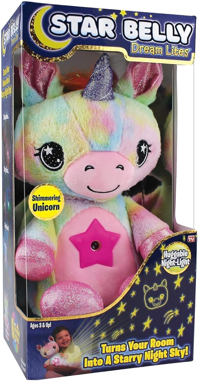 Ontel Star Belly Dream Lites Stuffed Animal Night Light Shimmering Rainbow Unicorn