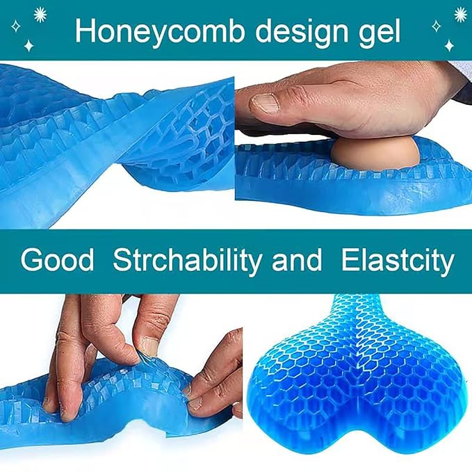 Sports Bike Seat Cover, Honeycomb Egg Design Gel Padded Bike Seat Cushion Bicycle Saddle Pad for Women Men with Hollow Design