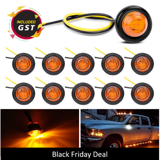 CLEARANCE- 10pcs 24V Marker LIGHTS LED Bullet Amber Red Truck Trailer RV Round Side Lamp