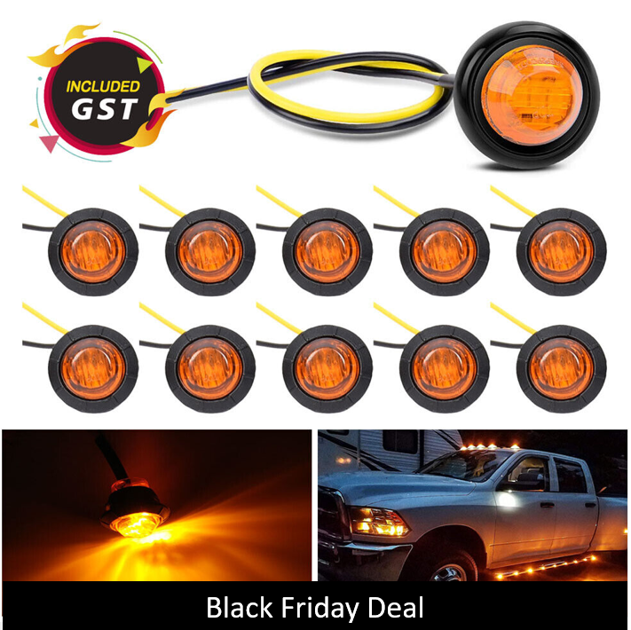 10pcs 24V Marker LIGHTS LED Bullet Amber Red Truck Trailer RV Round Side Lamp