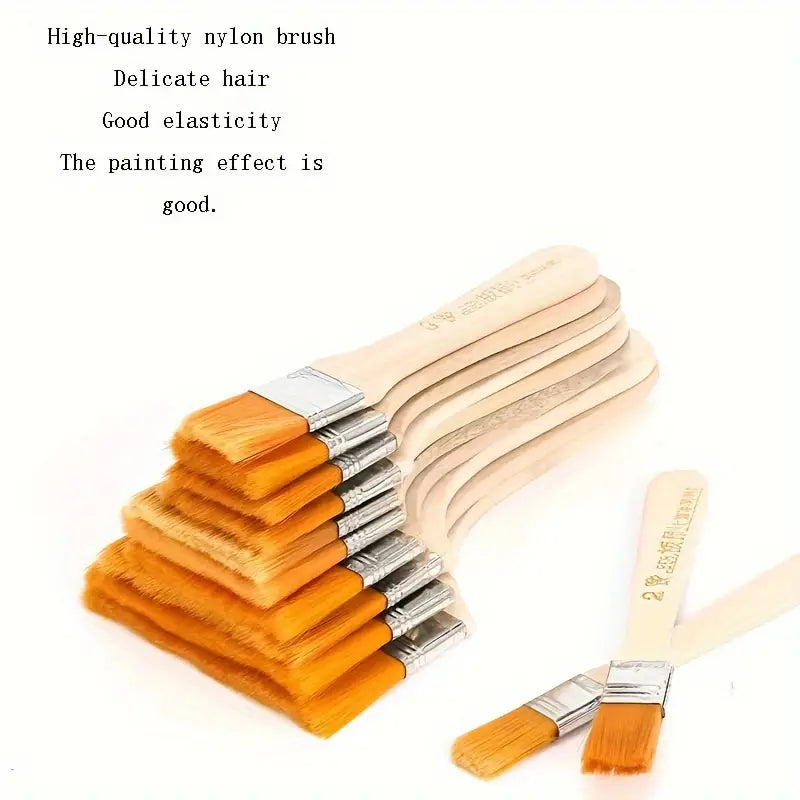 12pcs/Set High Quality Nylon Oil Painting Brush For Painting Art Easy To Clean Wooden Cleaning Brush