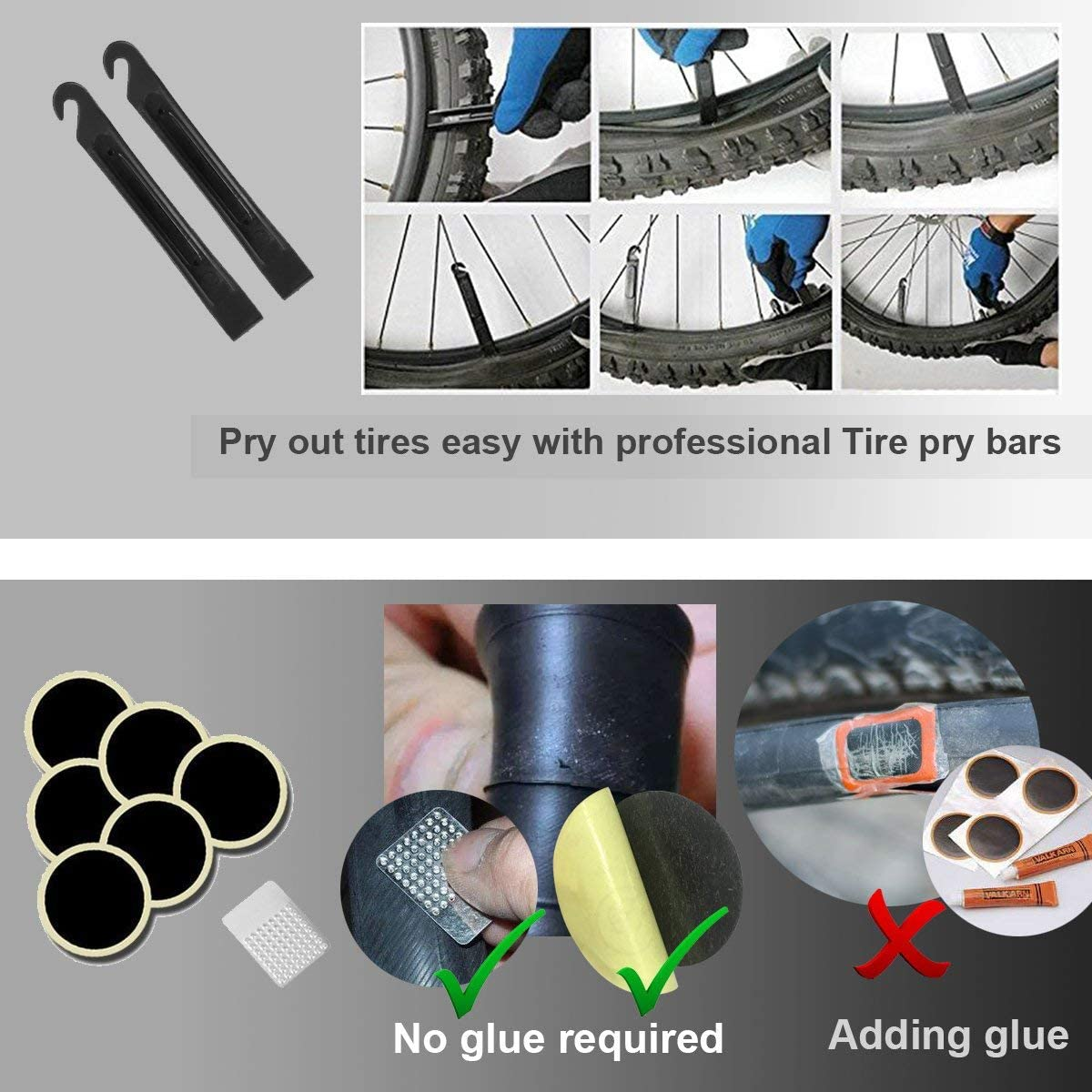 Bike Repair Multi Tool Mountain Bicycle Puncture Saddle Bag Tyre Patches
