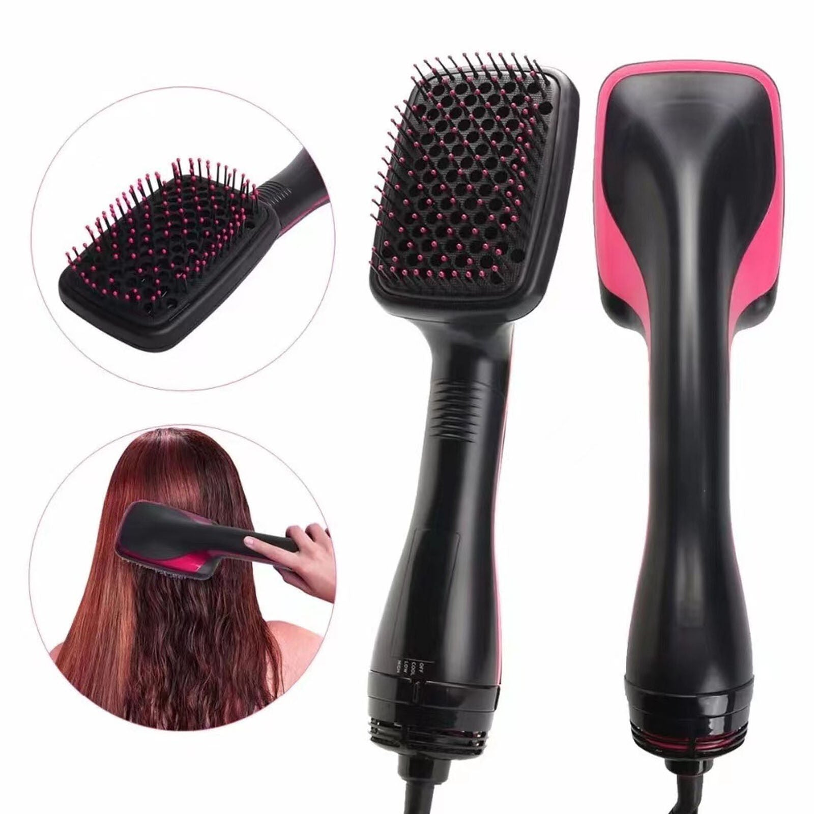 CHRISTMAS SALE- 2 In 1 Hair Dryer Brush Hair Dryer Straightener Brush Heating Blow Dryer Com