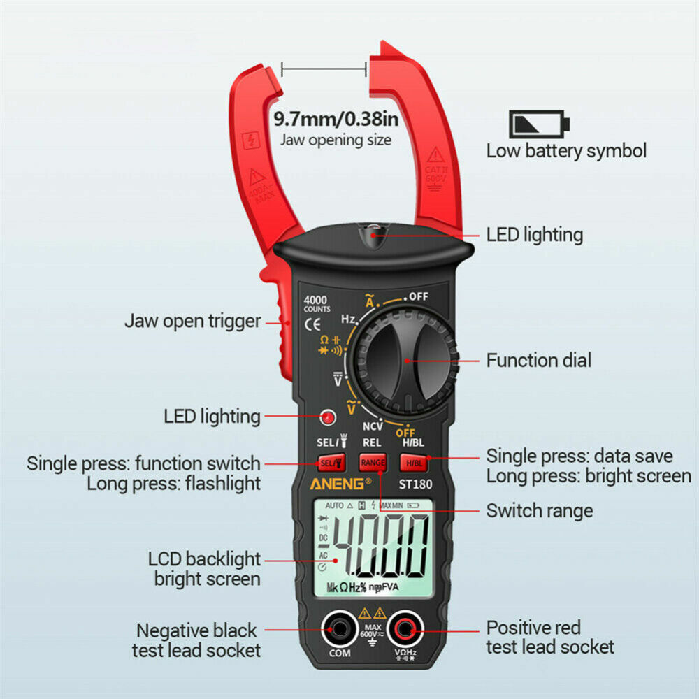 Clamp Meter Clamp Multimeter DC Clamp Meter Digital AC DC Current Clamp Meter