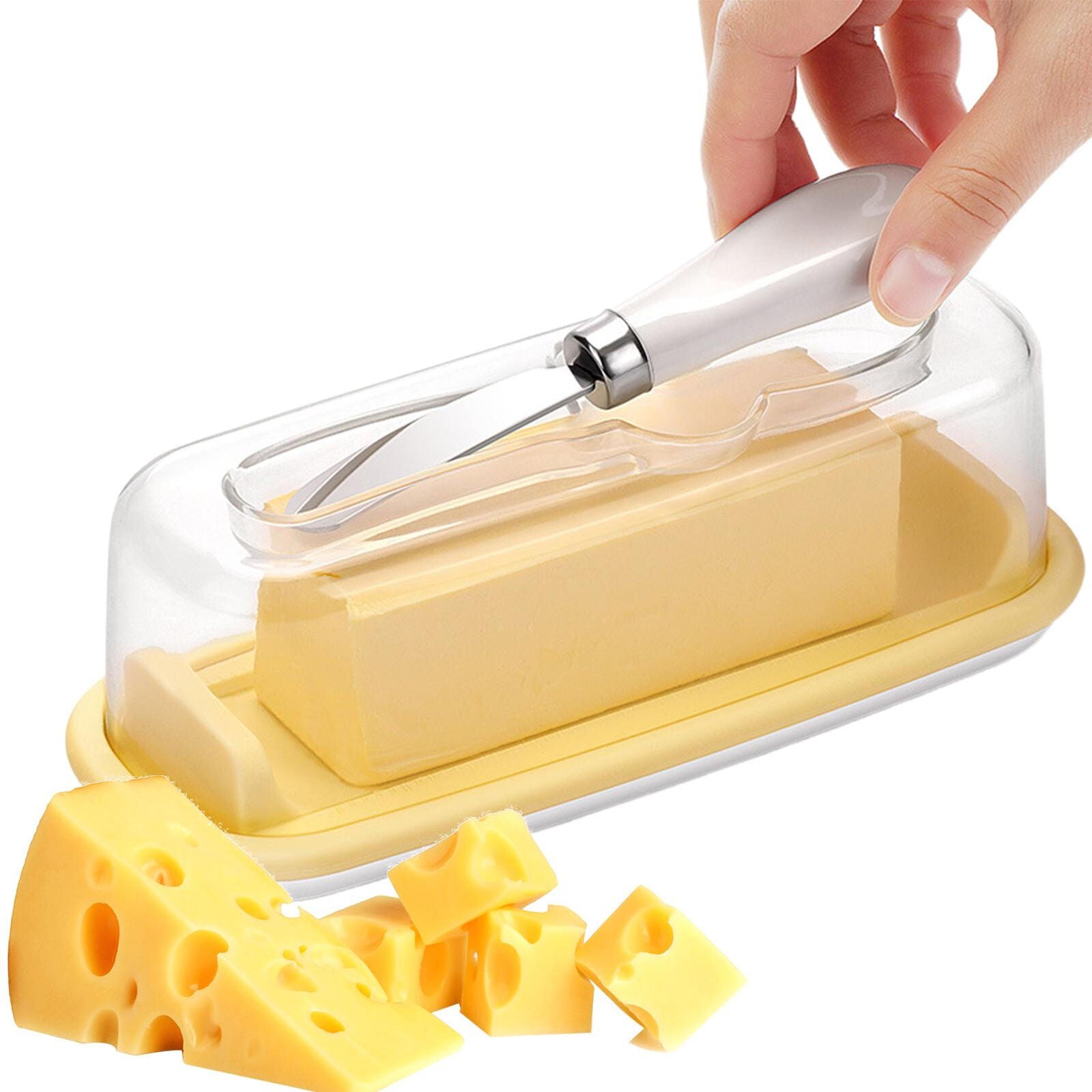 Butter Dish with Cover and Knife Set Cheese Storage Box Butter Holder Plate