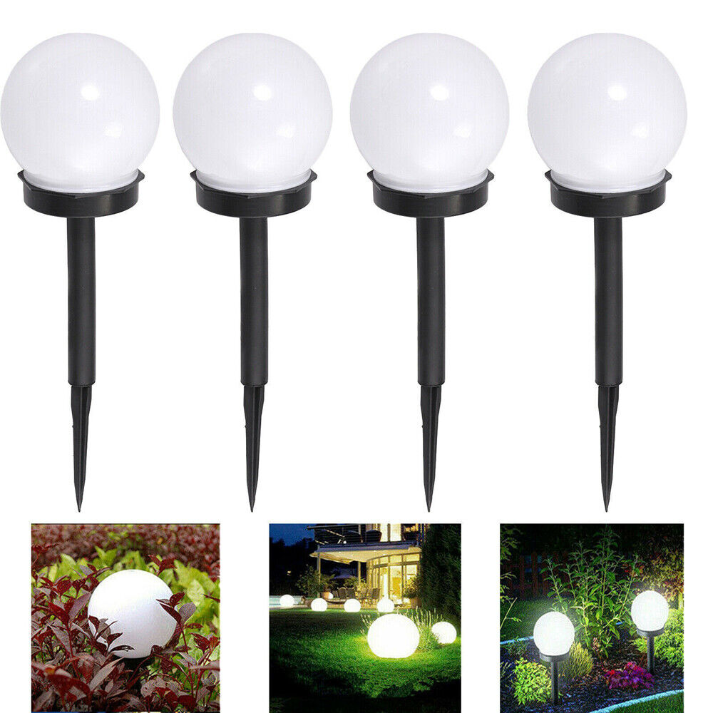 2Pcs LED Solar Round Ball Lamp Garden Light Waterproof Outdoor Path Lawn Lamp