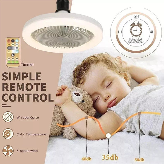 Fan with Light Adjustable Bedroom Living Room Fan Lamp Modern E27 Led Ceiling