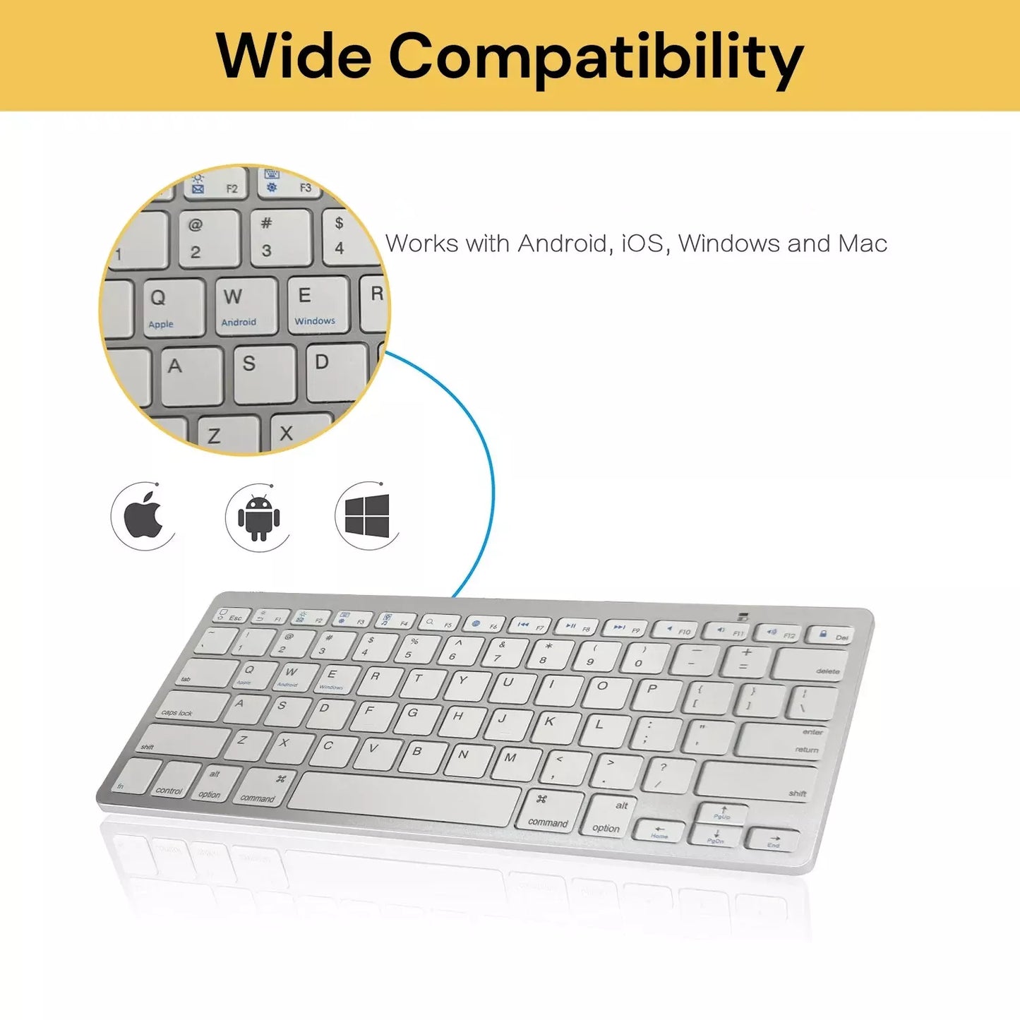 Ultra Slim Bluetooth Wireless Keyboard For Apple iPad iPhone Android Mac Windows