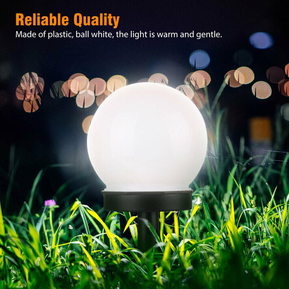 2Pcs LED Solar Round Ball Lamp Garden Light Waterproof Outdoor Path Lawn Lamp