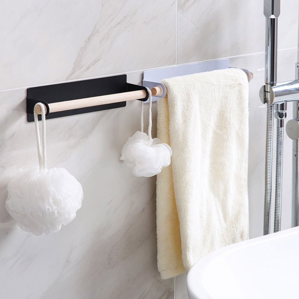 Self-Adhesive Towel Rod Towel Bar Stick on Wall Bath Towel Holder Rail Rack