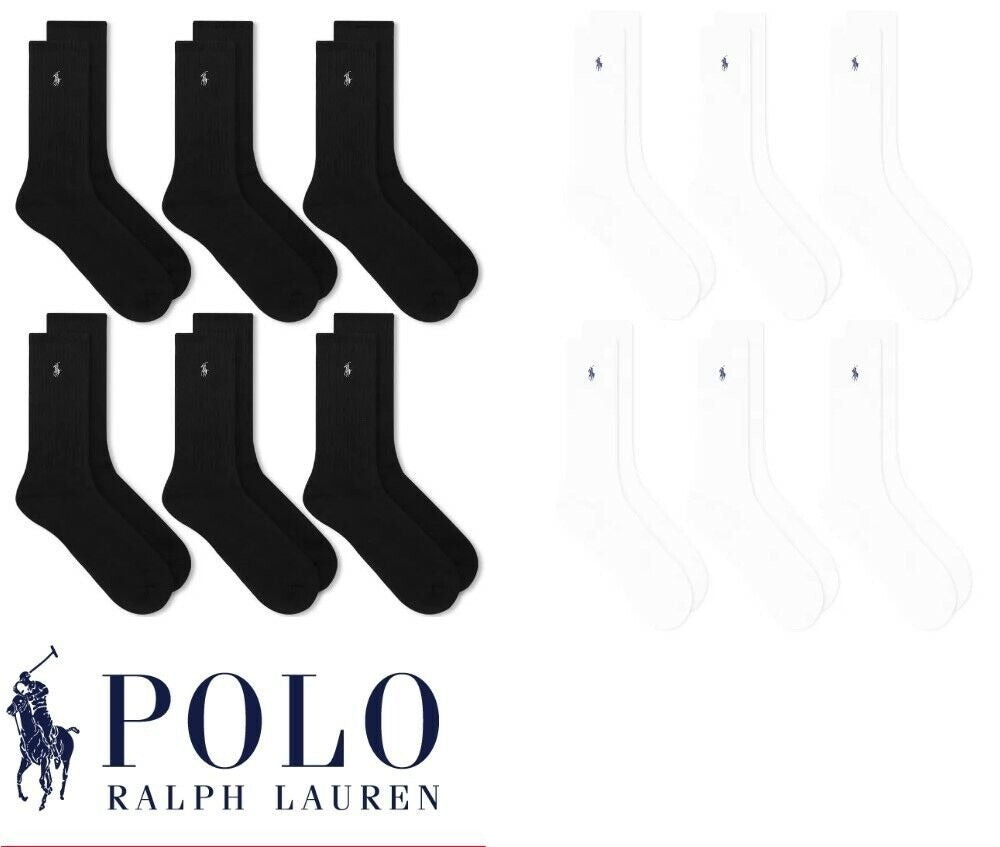 CLEARANCE- 6 packs Polo Ralph Lauren Men's Women's Sports Cotton Crew Socks