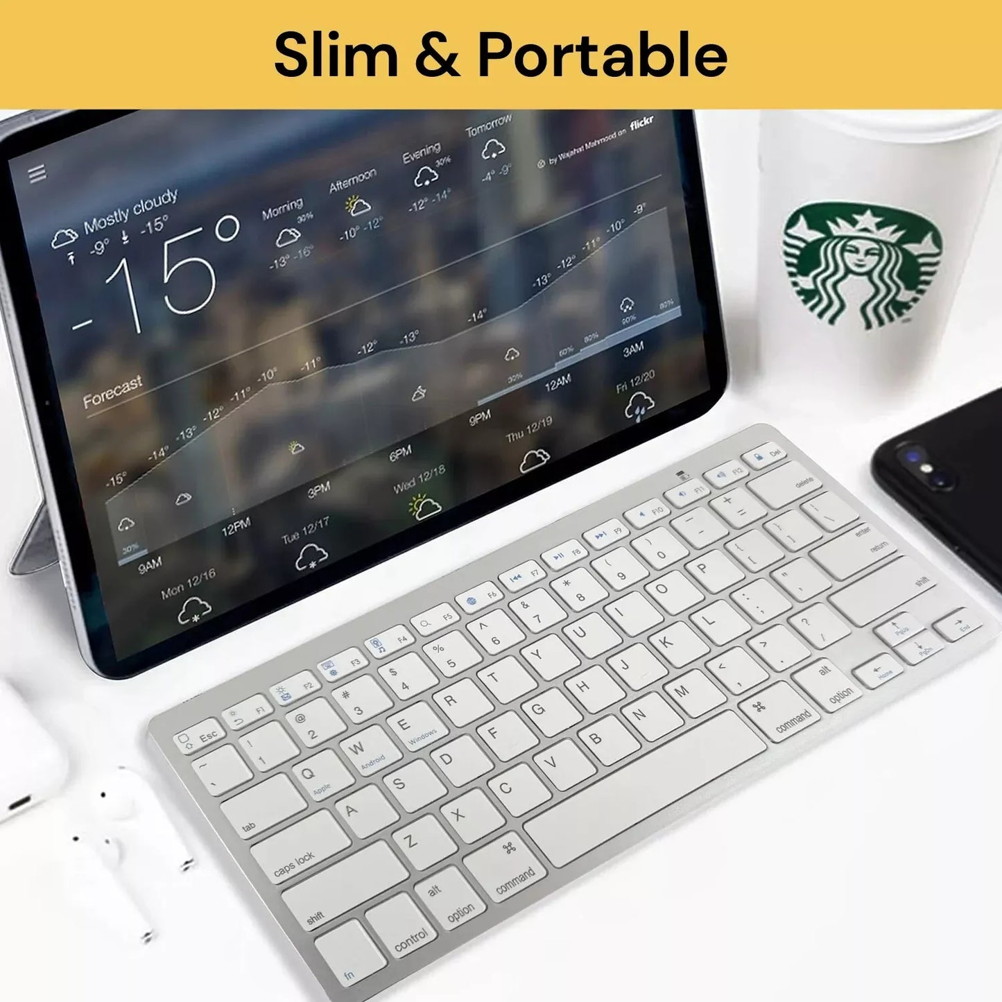 Ultra Slim Bluetooth Wireless Keyboard For Apple iPad iPhone Android Mac Windows