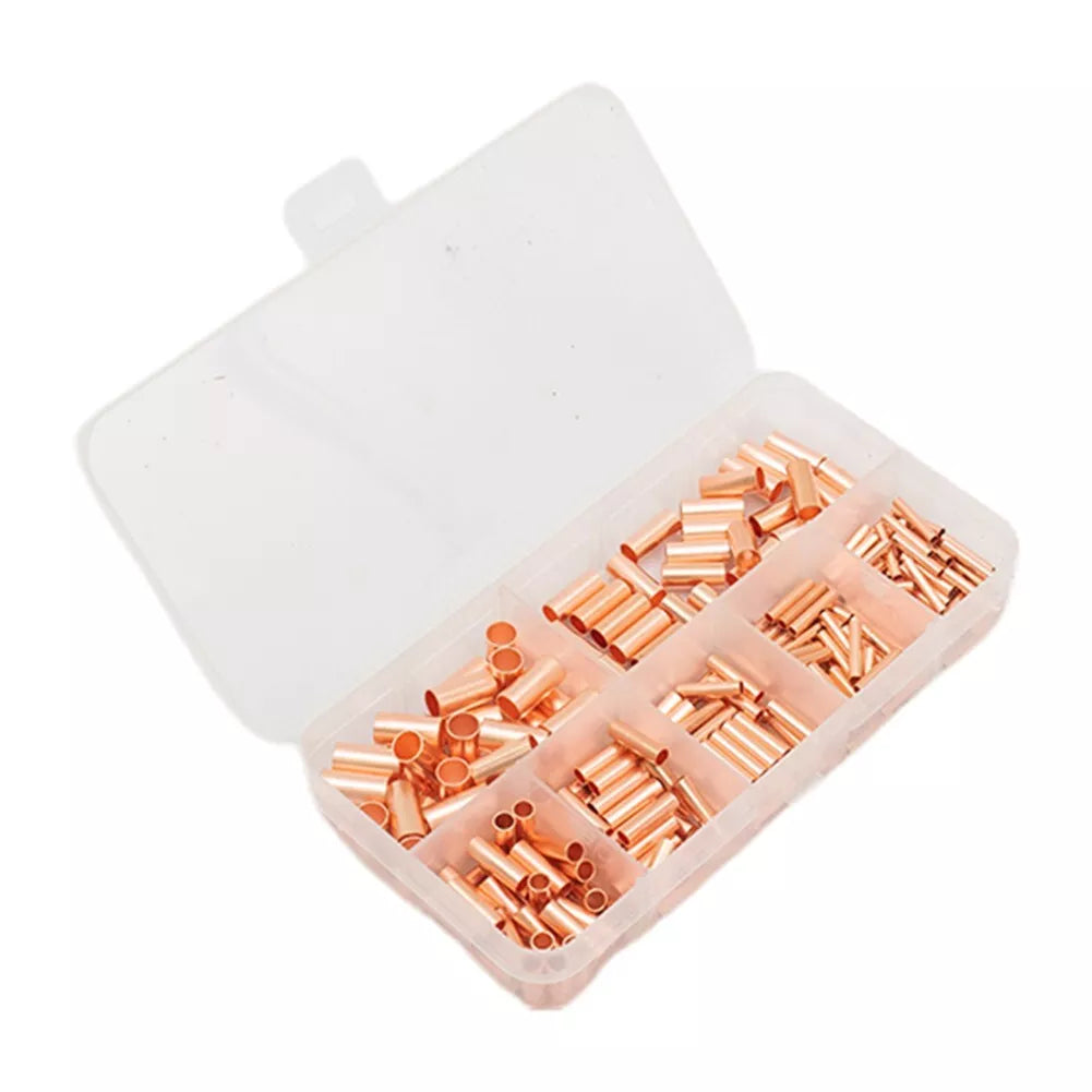 250Pcs Copper Tube Terminals Battery Welding Cable Lug Ring Crimp Connectors Kit