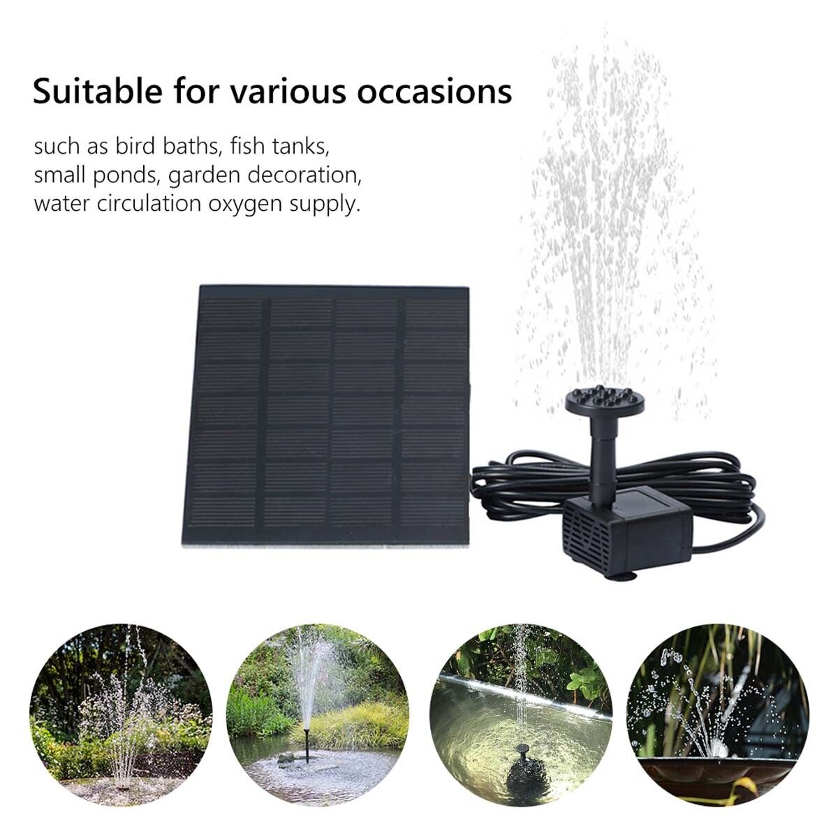 Solar Powered Water Pond Pump Panel Kit Outdoor Garden Pool Fountain Submersible