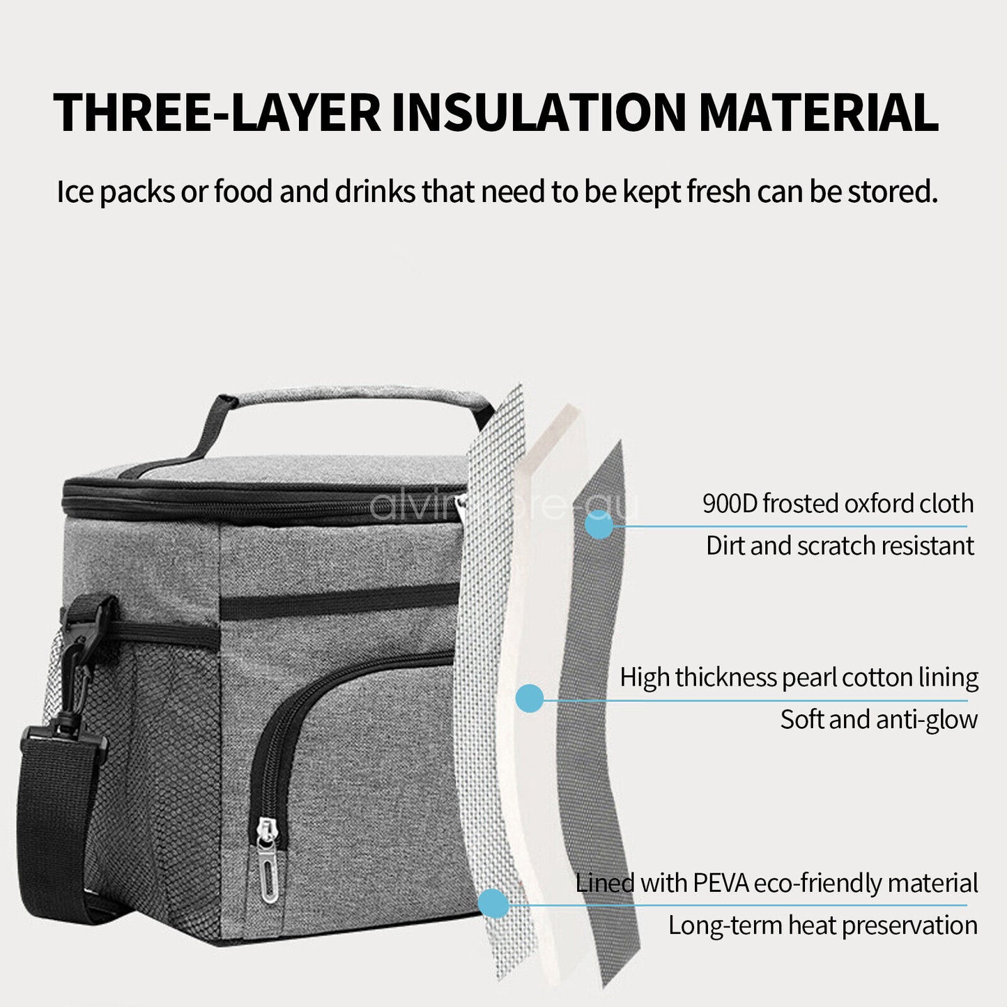 15L Outdoor Portable Lunch Bag Thermal Insulated Food Container Cooler Bag