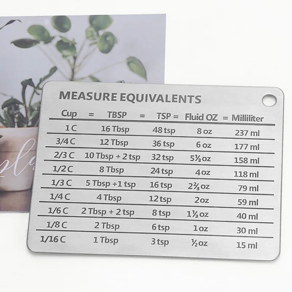 Magnetic Measuring Equivalents Cups Conversion Chart Refrigerator Sign