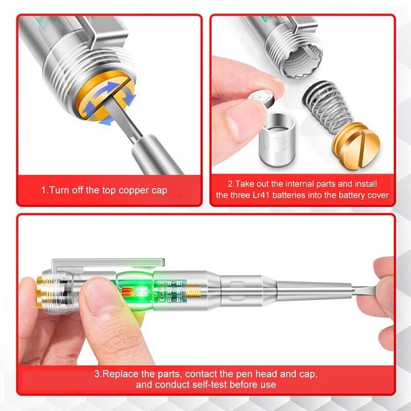 LED Circuit Tester Pen Screwdriver Voltage Detector Pen Electrical Test