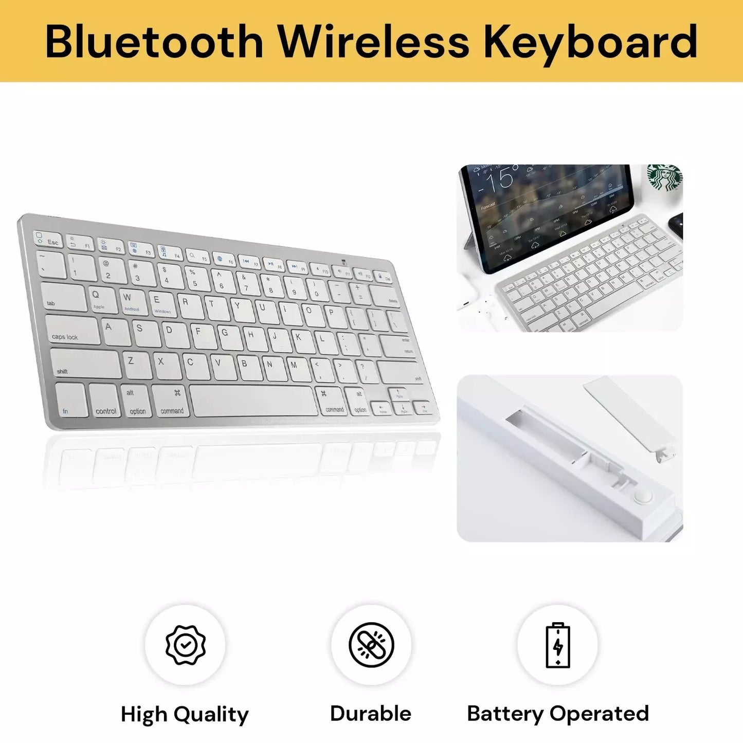 Ultra Slim Bluetooth Wireless Keyboard For Apple iPad iPhone Android Mac Windows