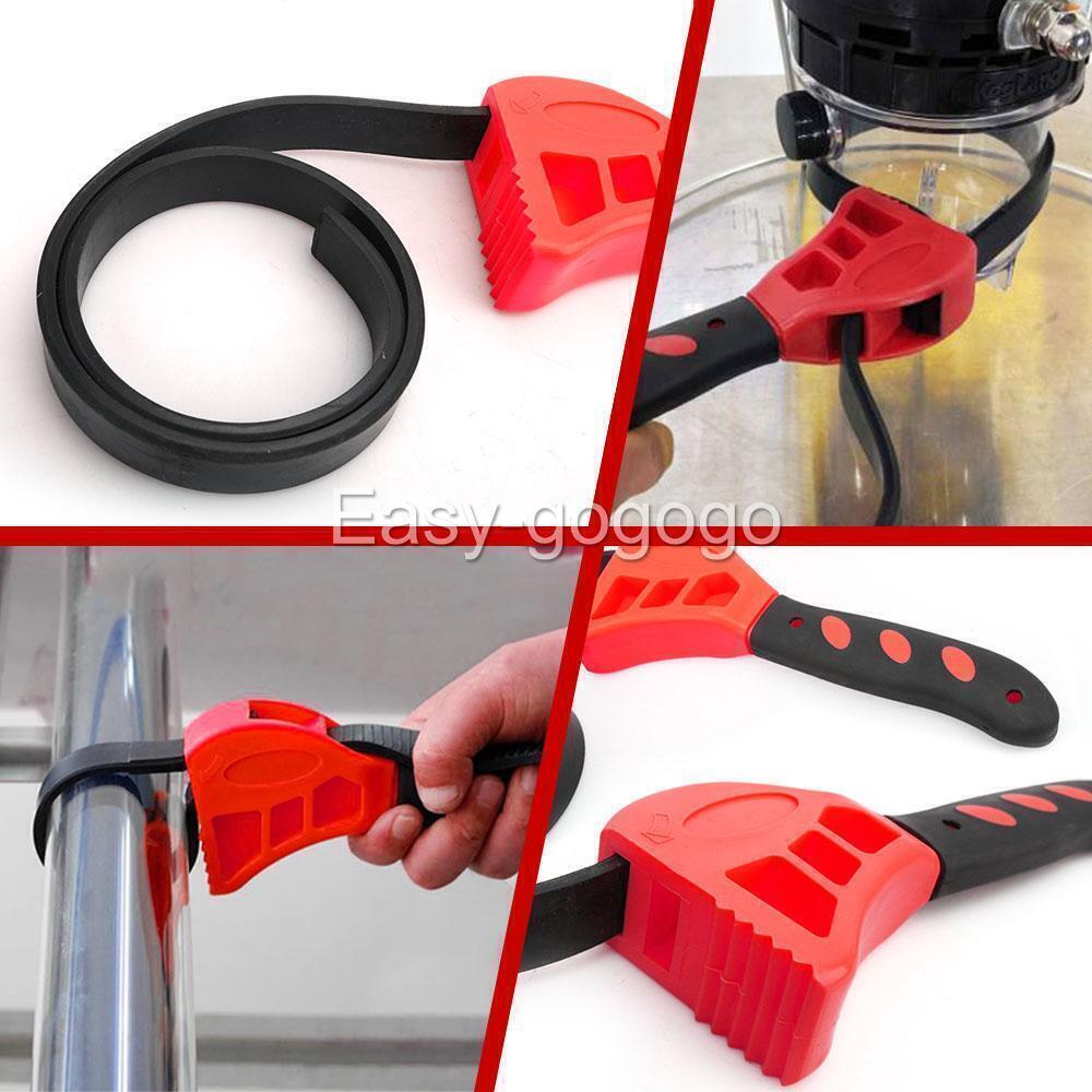 2Pc Rubber Strap Wrench Adjustable DIY Plumber Jars Hose Pipe Oil Filter Opener