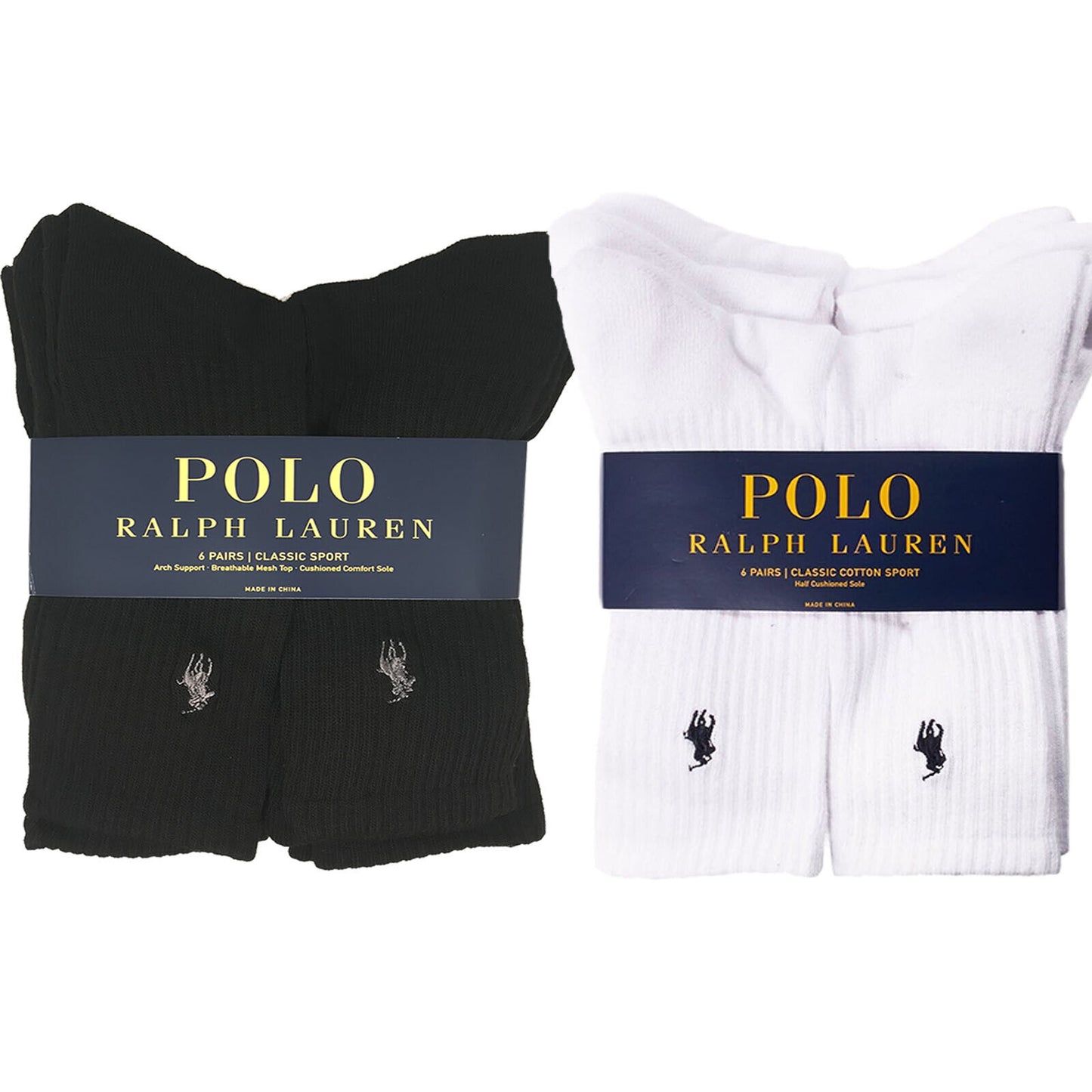 CLEARANCE- 6 packs Polo Ralph Lauren Men's Women's Sports Cotton Crew Socks