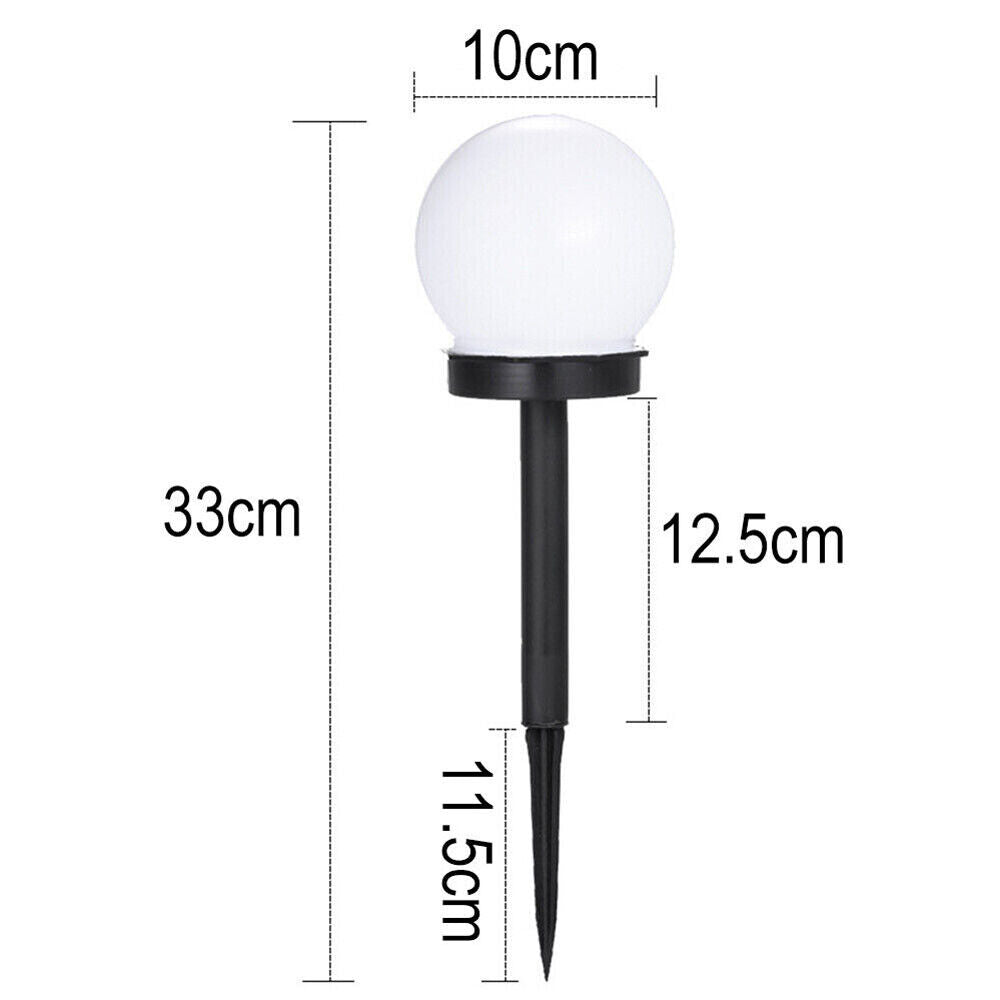 2Pcs LED Solar Round Ball Lamp Garden Light Waterproof Outdoor Path Lawn Lamp