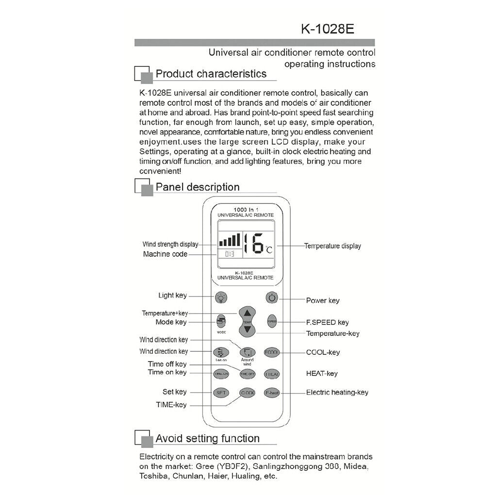 Universal Wireless Ac Digital Lcd Remote Control For Air Condition