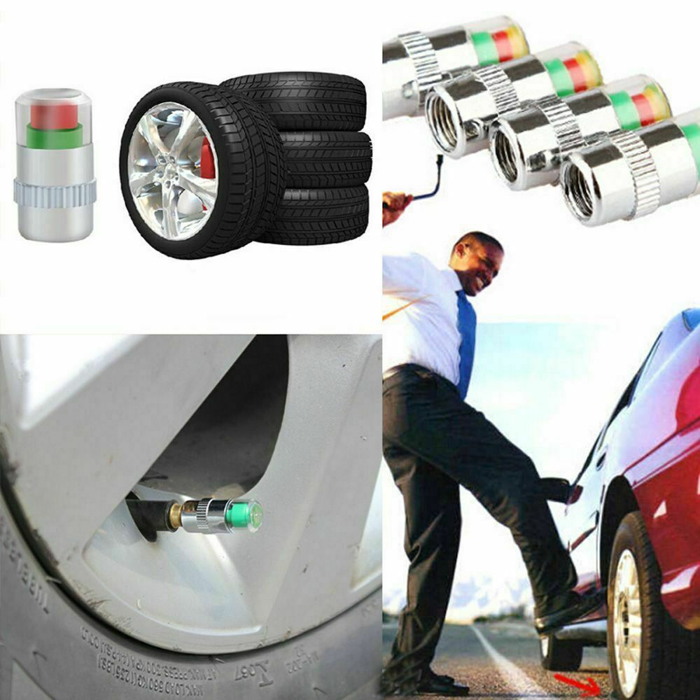 4PCS Car Tyre Stem Valve Caps Anti-theft Cover Wheel Pressure Tire Air Sensor