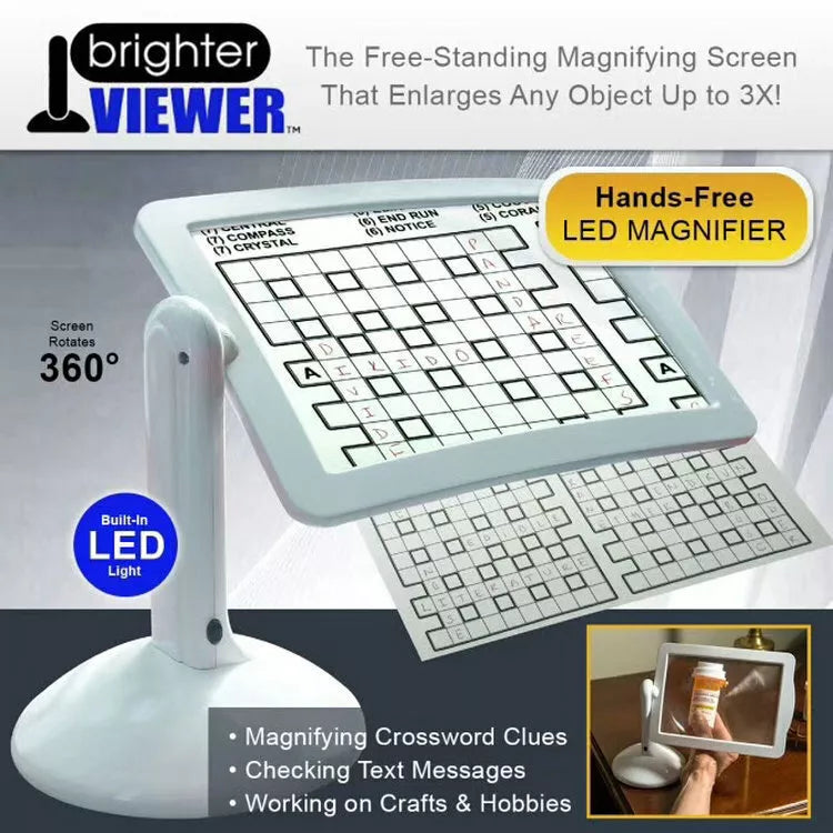 360°  Brighter Viewer LED Screen Magnifier Vertical Magnifier Reading