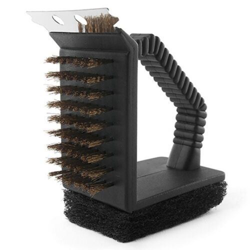 CLEARANCE- Barbecue Brush 3 in 1 Grill Cleaner BBQ Tools Brass Bristles Scraper Scourer