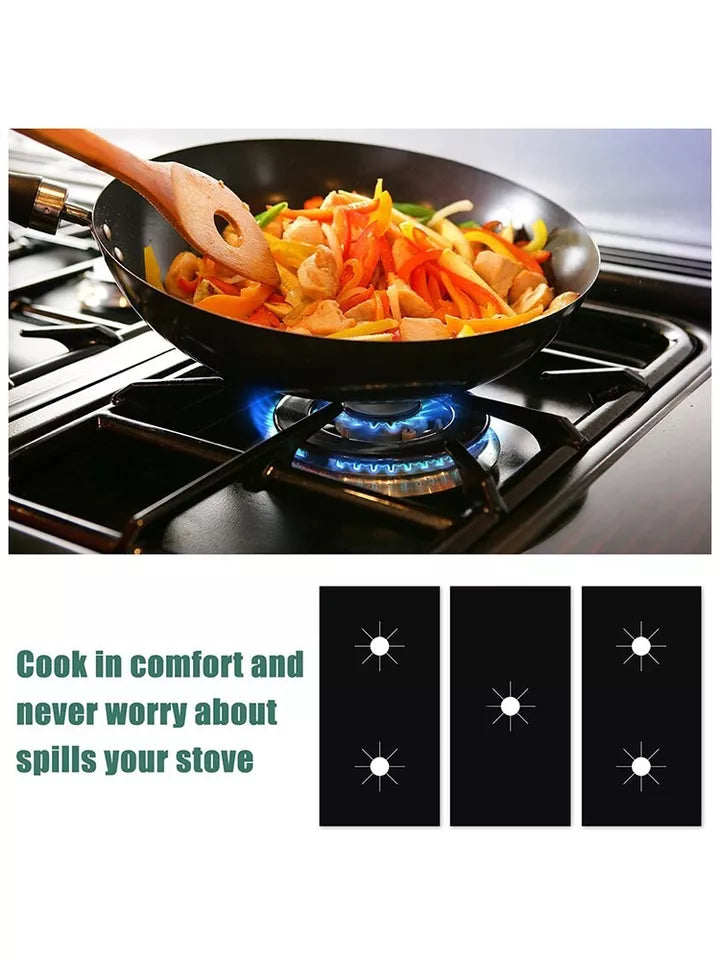 3PCS 5 Hole Gas Foil Stove Burner Protector Cooktop Cover Liner Clean Mat Pad