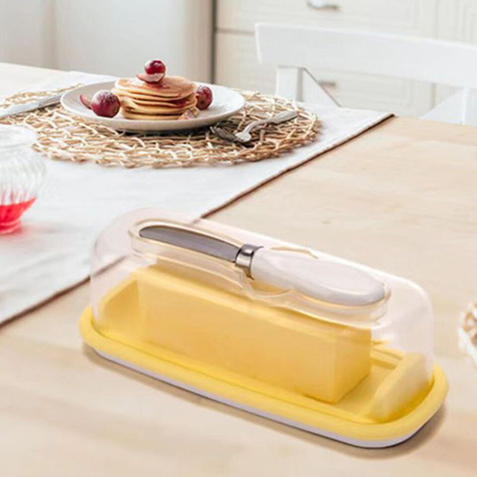 Butter Dish with Cover and Knife Set Cheese Storage Box Butter Holder Plate