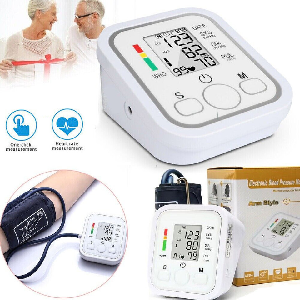 Digital Blood Pressure Monitor Upper Arm BP Machine Heart Rate Monitor Portable
