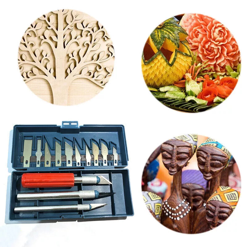 13Pc Durable Precision Knife Set Exacto Style Multi-function Hobby Knife Crafts