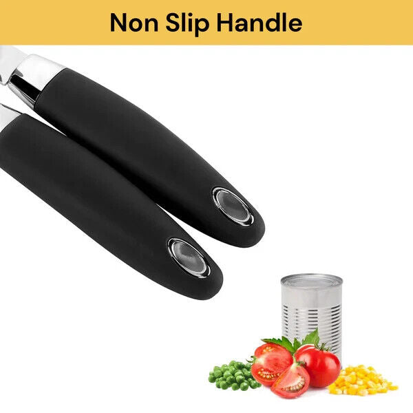 Heavy Duty Stainless Steel Tin Can Opener Cutter Easy Comfy Handle Grip Kitchen