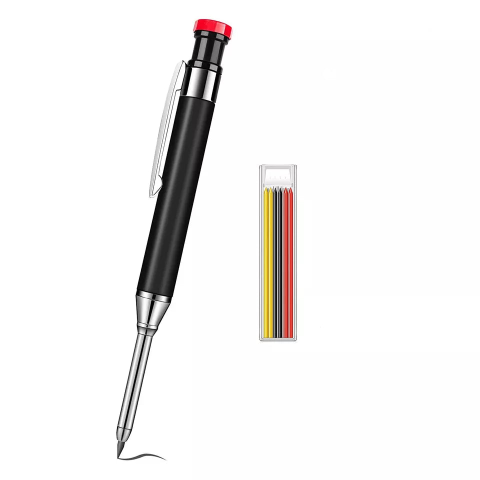 Metal Carpenter Pencil With Refill Leads Built-in Sharpener For Deep Hole Marker