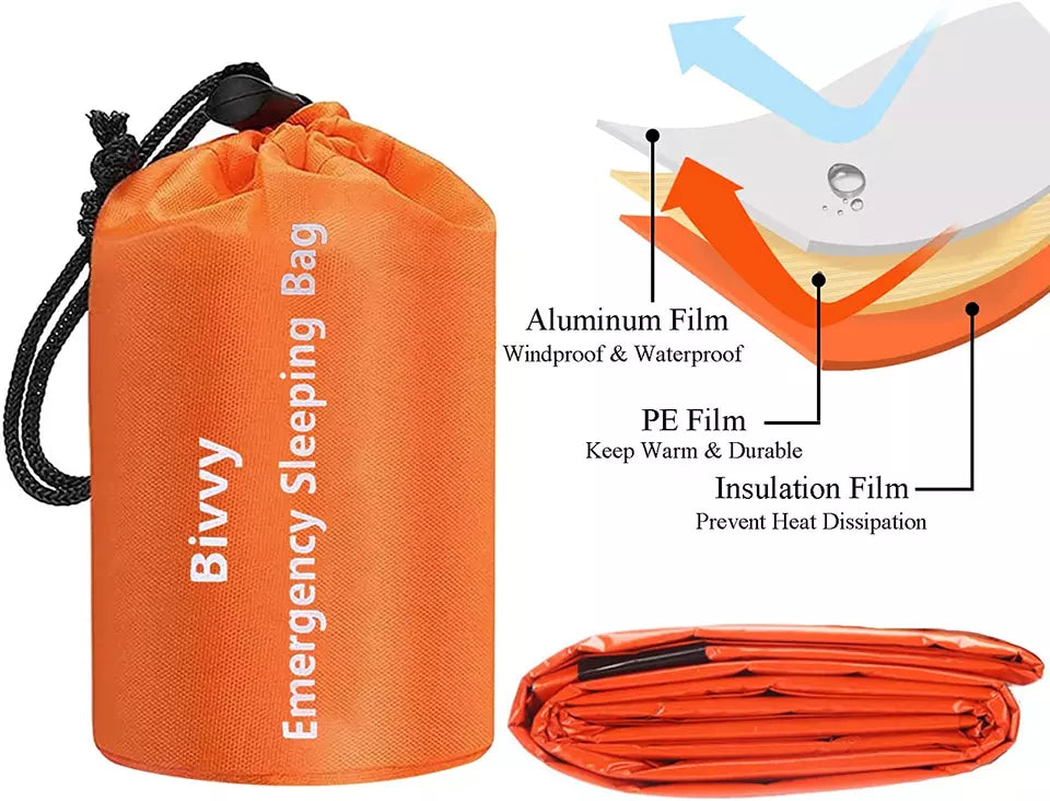 Emergency Sleeping Tent 240*150 Survival Bivvy Sack with Whistles