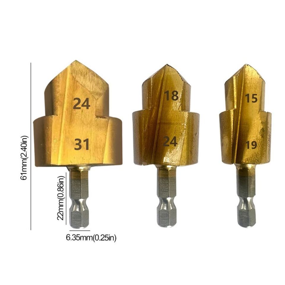 3PCS Countersunk Drill Bit for Ppr Pipe Repair Alloy Steel Simple Installation