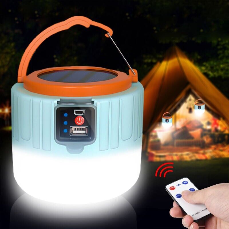 Multifunction Waterproof Phone Charger Portable LED Solar Camping Light Lantern Outdoor Tent Lamp USB Rechargeable