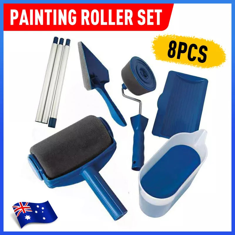 8PCS/Set Pro Paint Roller Brush Handle Flocked Edger Wall Painting Hand Tool