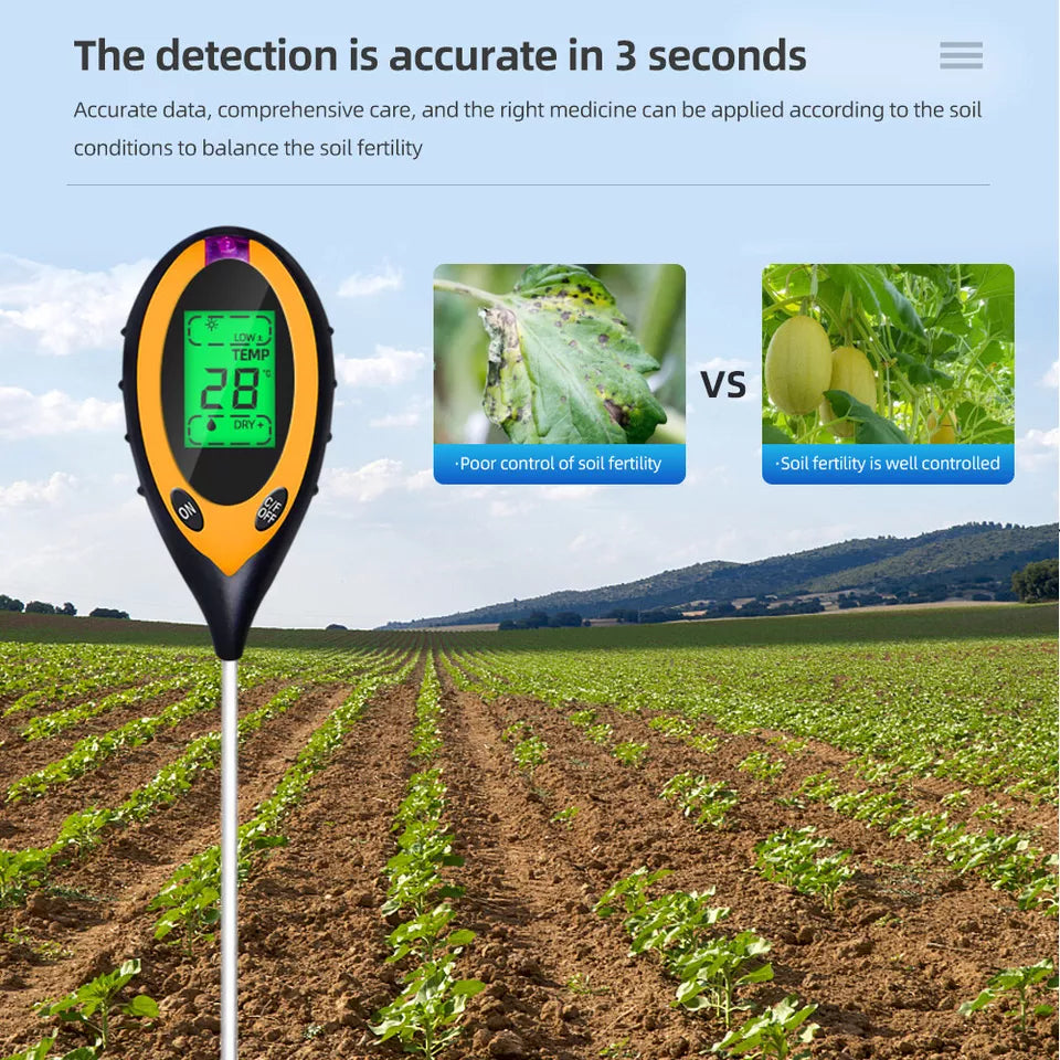 4 in 1 Digital Soil PH Tester Moisture Meter Test Kits Fits Garden Plant Lawns