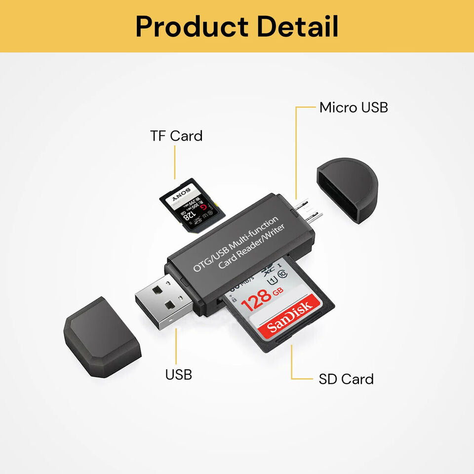 2 In 1 Micro USB OTG to USB 2.0 Adapter SD/Micro SD Card Reader For Smartphones