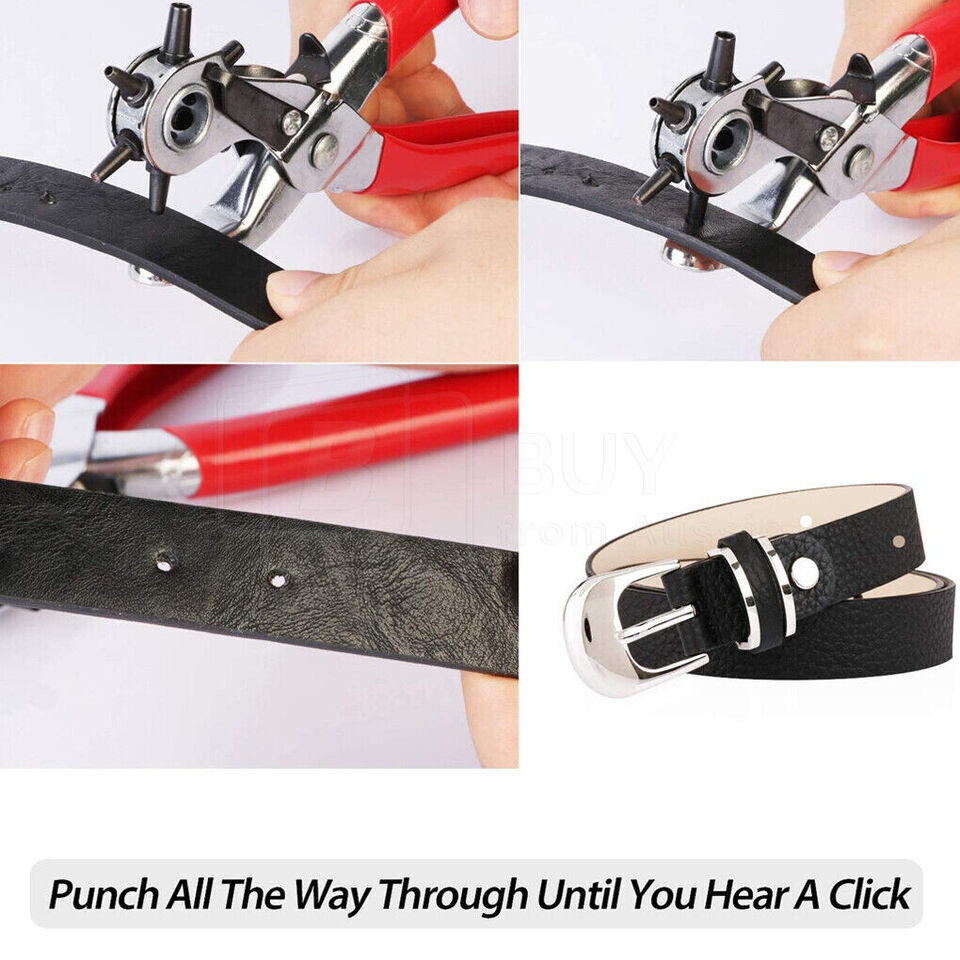 Leather Belt Eyelet Hole Punch Plier Puncher Craft Hand Tool 2mm-4.5mm Revolving