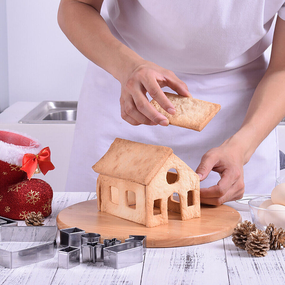 CLEARANCE- 10Pc 3D Gingerbread House Cookie Cutter Stainless Steel Christmas Biscui