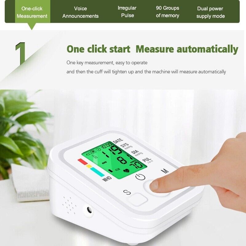 Digital Blood Pressure Monitor Upper Arm BP Machine Heart Rate Monitor Portable