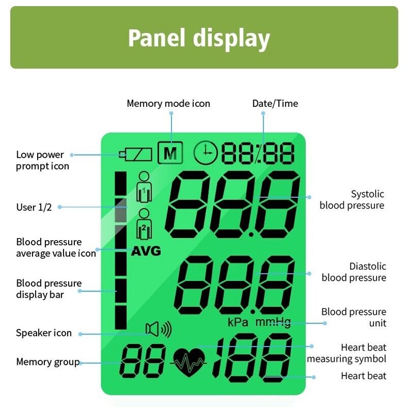 Digital Blood Pressure Monitor Upper Arm BP Machine Heart Rate Monitor Portable