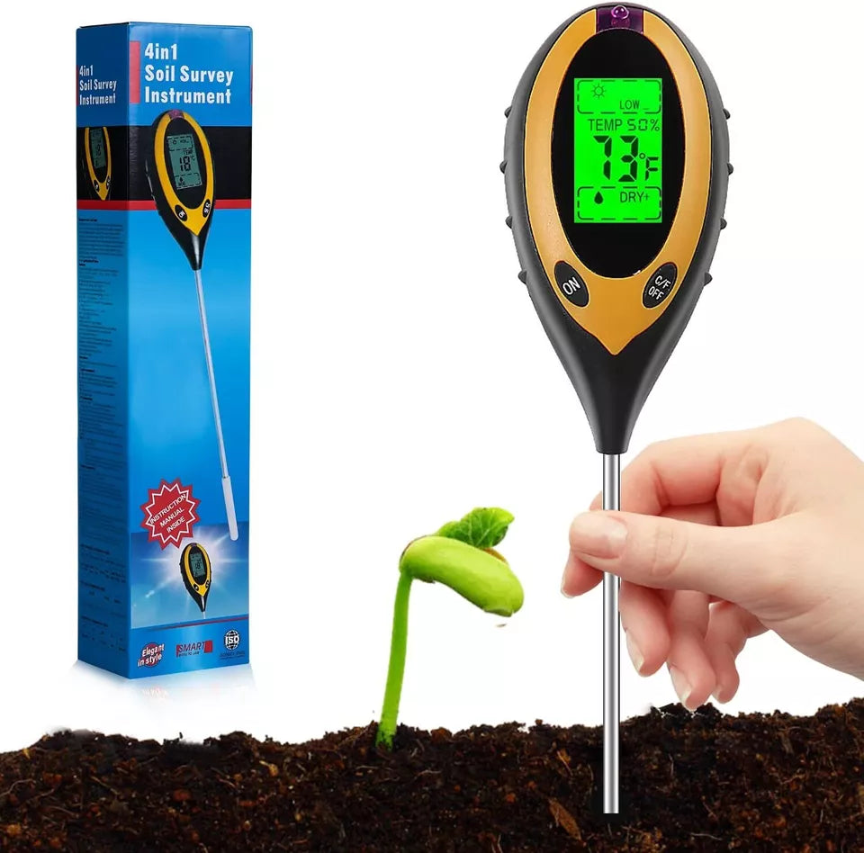 4 in 1 Digital Soil PH Tester Moisture Meter Test Kits Fits Garden Plant Lawns